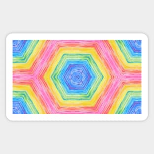 Happy Psychedelic Rainbow Hexagon Sticker